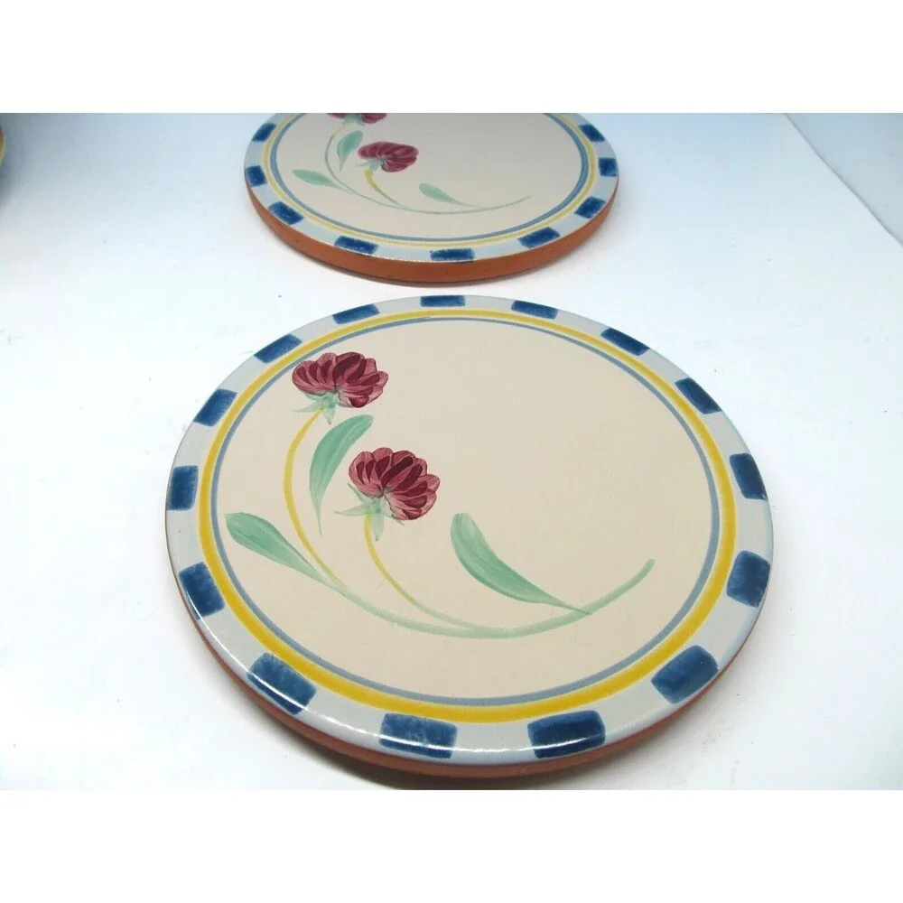 Lenox Poppies on Blue Terra Cotta Trivet bundle of 2